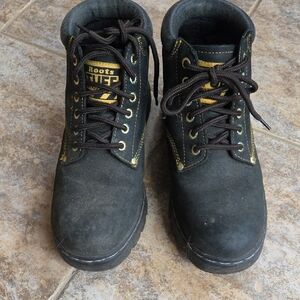 Roots Women's Black and Yellow Lace Up Boots